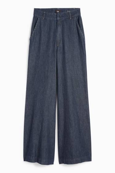 Femei - Palazzo jeans - talie înaltă - denim-albastru închis