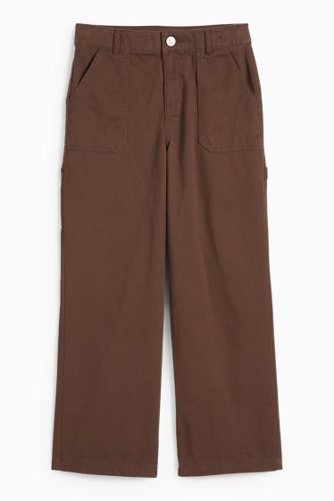 Copii - Fete - Pantaloni de stofă - maro închis
