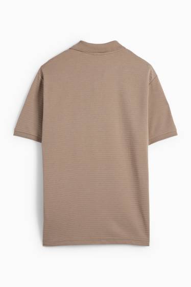 Bărbați - Tricou polo - regular fit - reiat - taupe