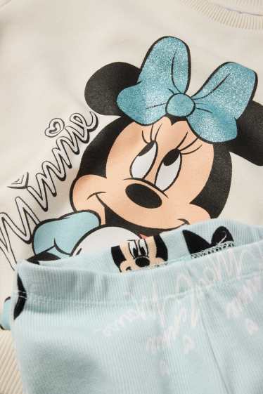 Copii - Fete - Minnie Mouse - set - bluză de molton și colanți evazați - alb-crem
