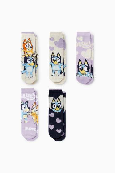 Copii - Fete - Multipack 5 perechi - Bluey - șosete cu motive - violet deschis