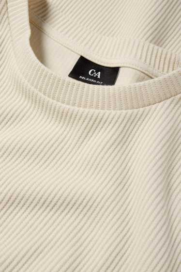 Bărbați - Tricou - relaxed fit - reiat - alb-crem