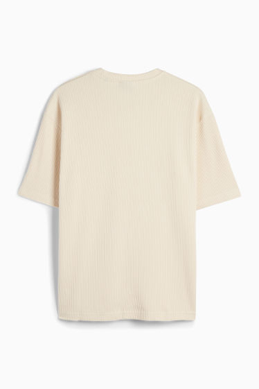 Bărbați - Tricou - relaxed fit - reiat - alb-crem