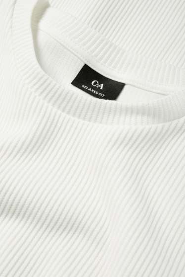 Bărbați - Tricou - relaxed fit - reiat - alb