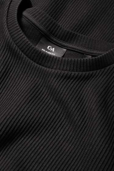 Bărbați - Tricou - relaxed fit - reiat - negru