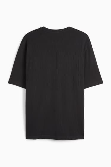 Bărbați - Tricou - relaxed fit - reiat - negru