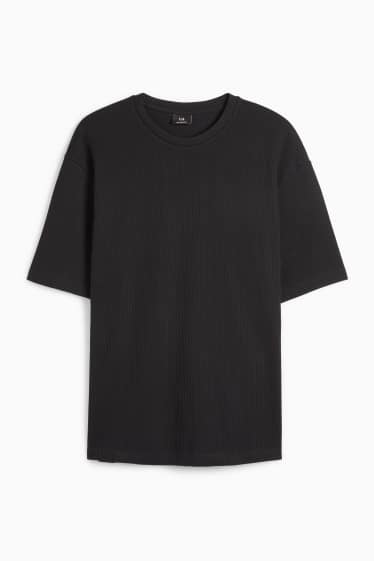 Bărbați - Tricou - relaxed fit - reiat - negru
