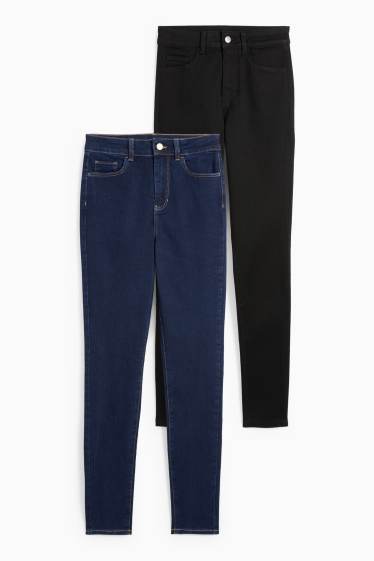 Femei - Multipack 2 perechi - jegging jeans - talie înaltă - albastru / negru