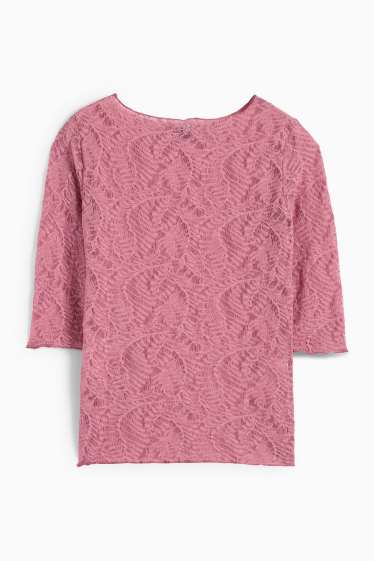 Femei - Tricou cu mânecă lungă - structurat - roz închis