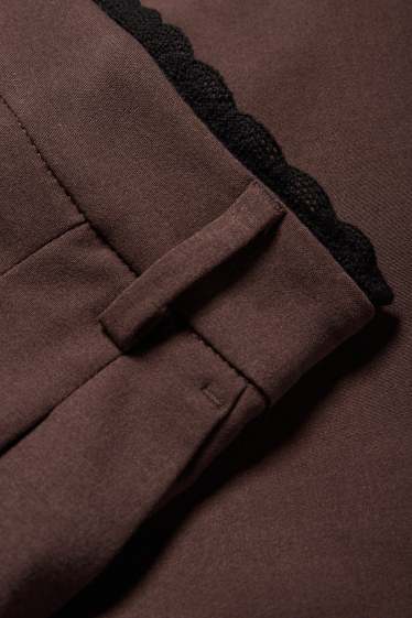 Femei - Pantaloni de stofă - talie medie - wide leg - maro închis