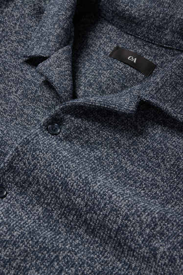 Bărbați - Cămașă tricotată - regular fit - guler cu rever - albastru închis
