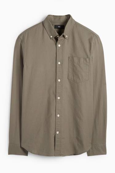Men - Shirt - regular fit - button-down collar - green