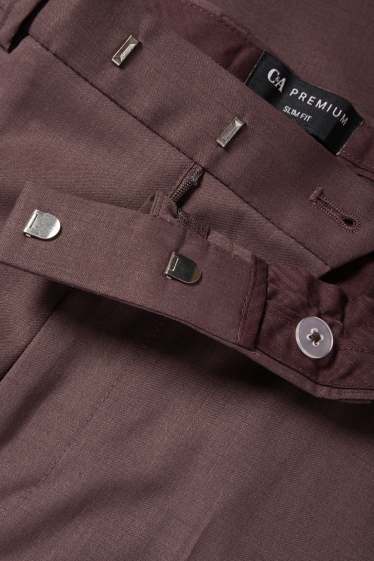 Bărbați - Pantaloni modulari cu conținut de lână pură - slim fit - stretch - bordo
