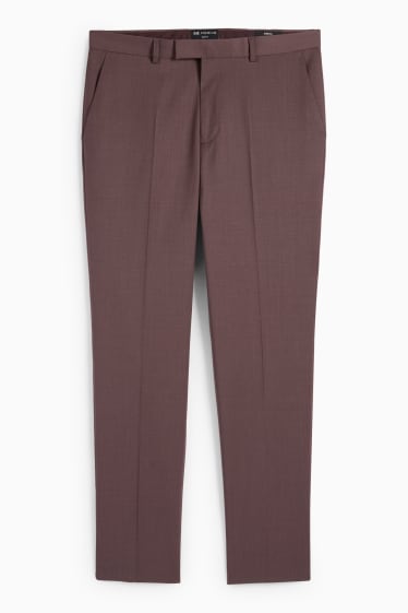Bărbați - Pantaloni modulari cu conținut de lână pură - slim fit - stretch - bordo