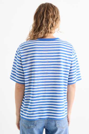 Femei - Tricou - regular fit - cu dungi - albastru / alb