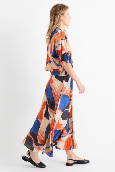 Women - Skirt - patterned - textured - orange