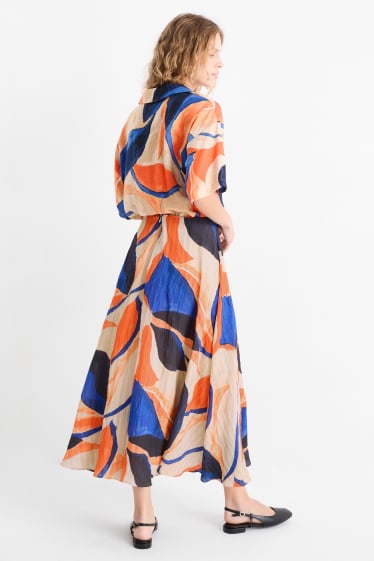 Women - Skirt - patterned - textured - orange