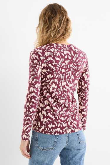 Femmes - Haut à manches longues - slim fit - à motif - rose foncé