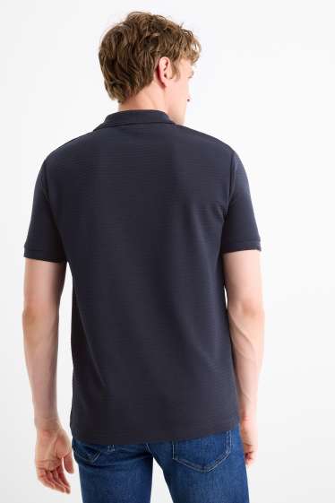 Bărbați - Tricou polo - regular fit - reiat - albastru închis