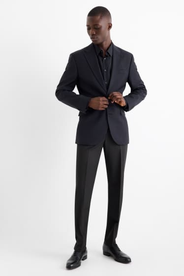 Bărbați - Pantaloni modulari - regular fit - Flex - amestec din lână pură - negru