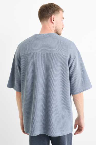 Bărbați - Tricou - supradimensionat - reiat - albastru deschis