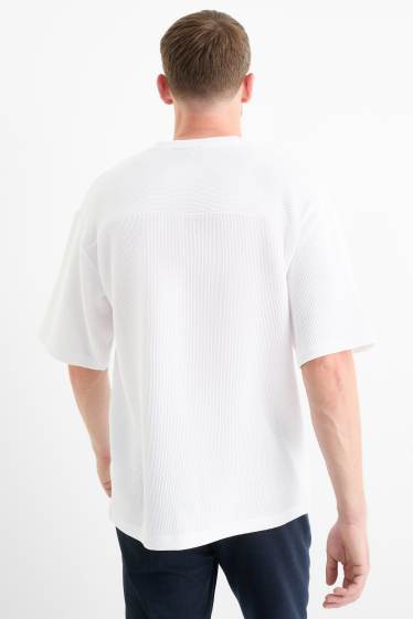 Bărbați - Tricou - supradimensionat - reiat - alb