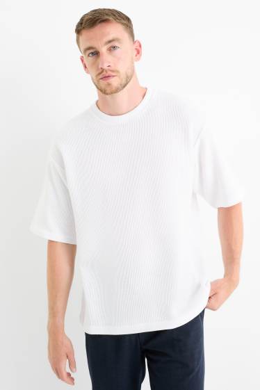 Bărbați - Tricou - supradimensionat - reiat - alb