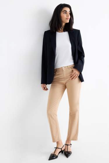 Women - Cloth trousers - high waist - slim fit - beige