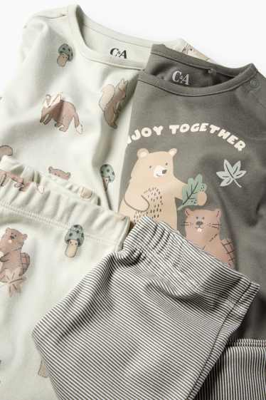 Bebeluși - băieți - Multipack 2 buc. - animale din pădure - pijama bebeluși - 4 piese - verde