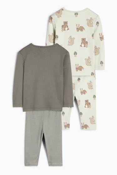 Bebeluși - băieți - Multipack 2 buc. - animale din pădure - pijama bebeluși - 4 piese - verde