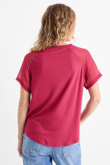 Femmes - T-shirt - regular fit - rose foncé