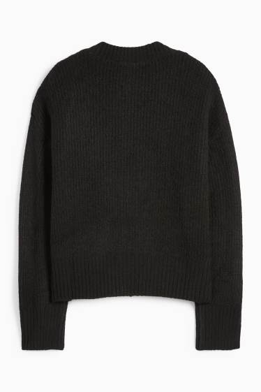 Femei - Cardigan tricotat - reiat - negru