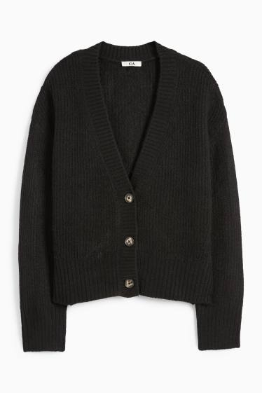 Femei - Cardigan tricotat - reiat - negru