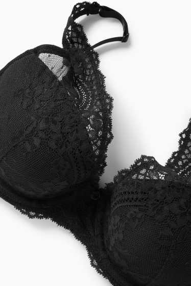 Femei - Sutien cu armătură - PLUNGE - vătuit - negru