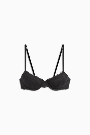 Femei - Sutien cu armătură - DEMI - vătuit - negru