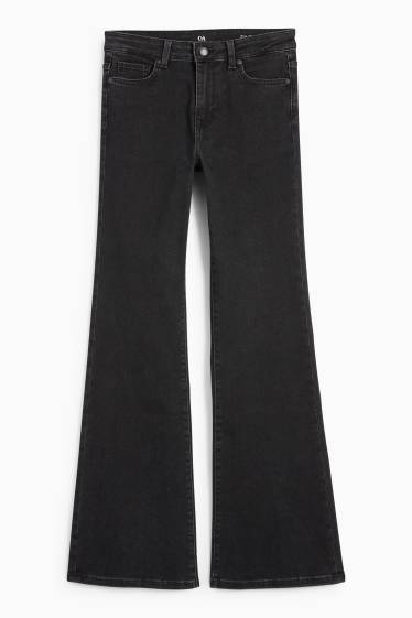 Femei - Flared jeans - talie medie - LYCRA® - denim-gri închis