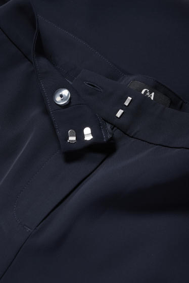 Women - Cloth trousers - mid-rise waist - wide leg - dark blue