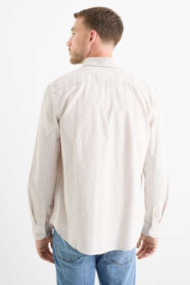 Men - Shirt - regular fit - button-down collar - striped - beige