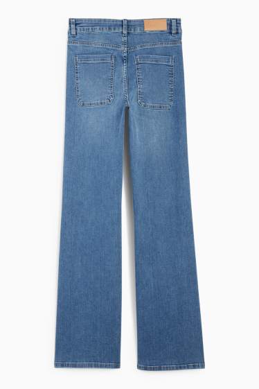 Femei - Flared jeans - talie medie - denim-albastru