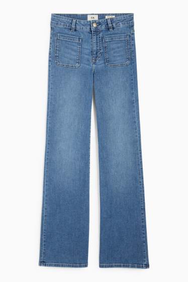 Femei - Flared jeans - talie medie - denim-albastru