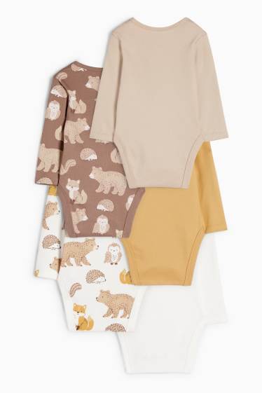 Unisex - Multipack 5 buc. - animale sălbatice - body bebeluși - bej