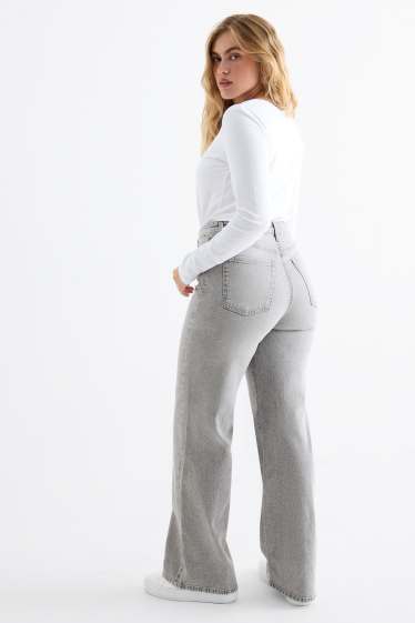 Femei - Wide leg jeans - talie înaltă - denim-gri deschis