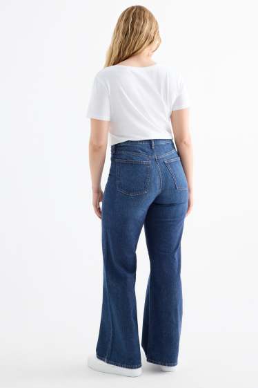 Femei - Wide leg jeans - talie înaltă - denim-albastru