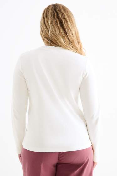 Dames - Longsleeve - glanseffect - wit