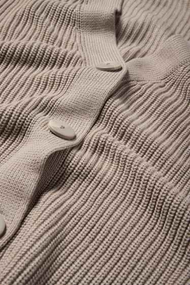 Women - Cardigan - ribbed - taupe