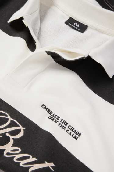 Bărbați - Tricou polo - cu dungi - negru / alb