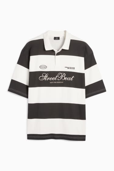 Bărbați - Tricou polo - cu dungi - negru / alb