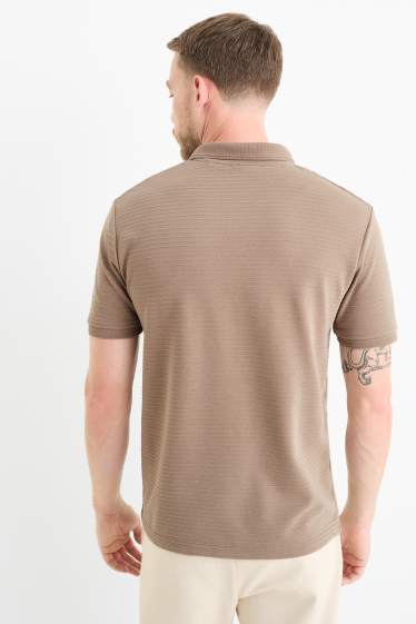 Bărbați - Tricou polo - regular fit - reiat - taupe
