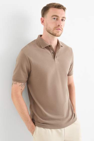 Bărbați - Tricou polo - regular fit - reiat - taupe
