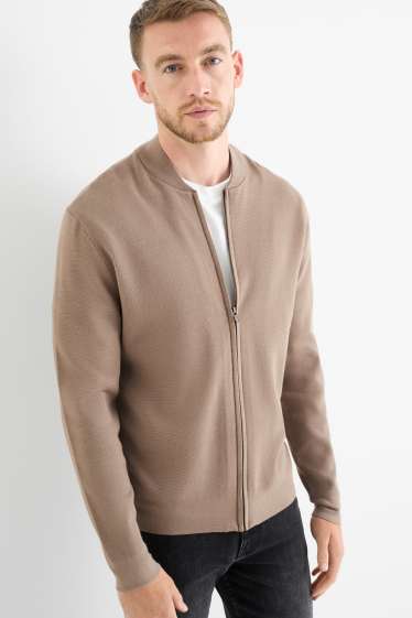 Bărbați - Cardigan tricotat - taupe